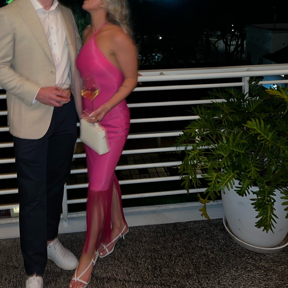 Elegant Pink Halter Dress